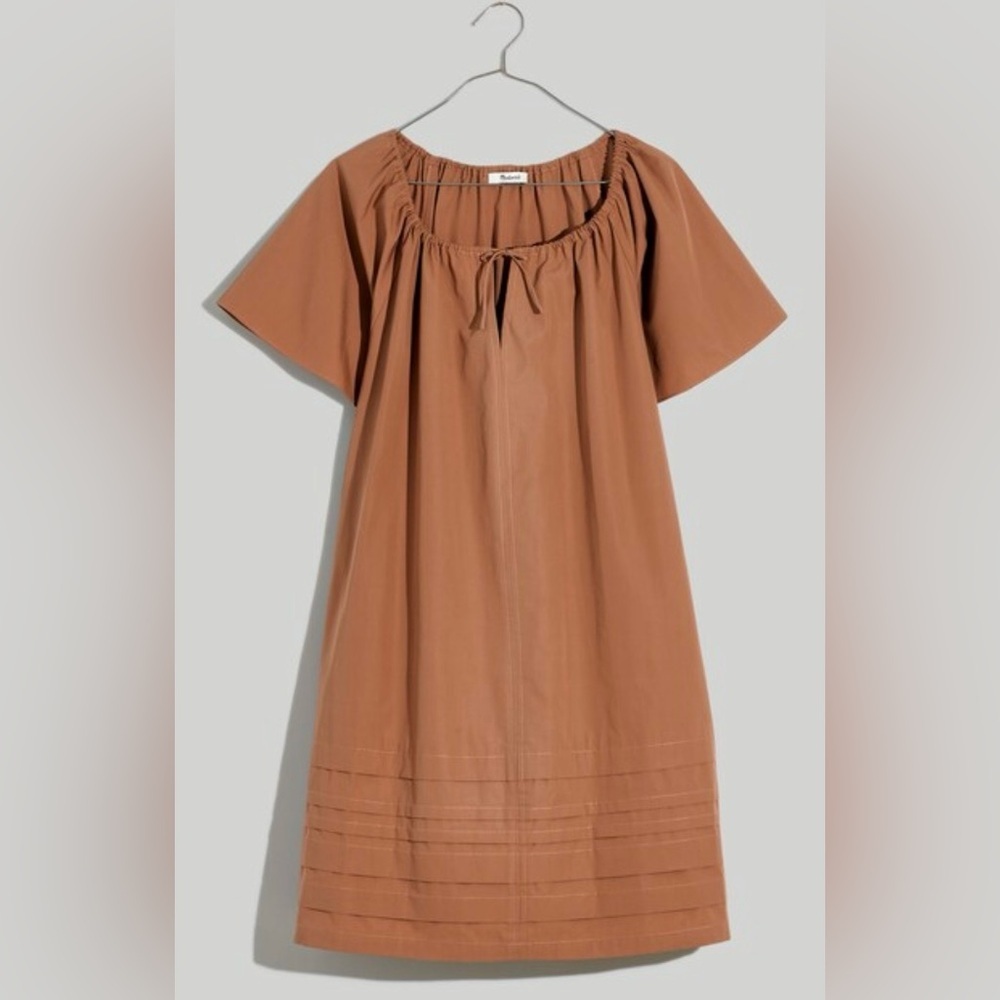 Madewell Poplin Flutter-Sleeve Pintuck Mini Dress